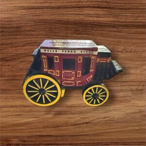Vintage 1998 Wells Fargo Stagecoach Metal Still Coin Bank 4.5"W x 3"H